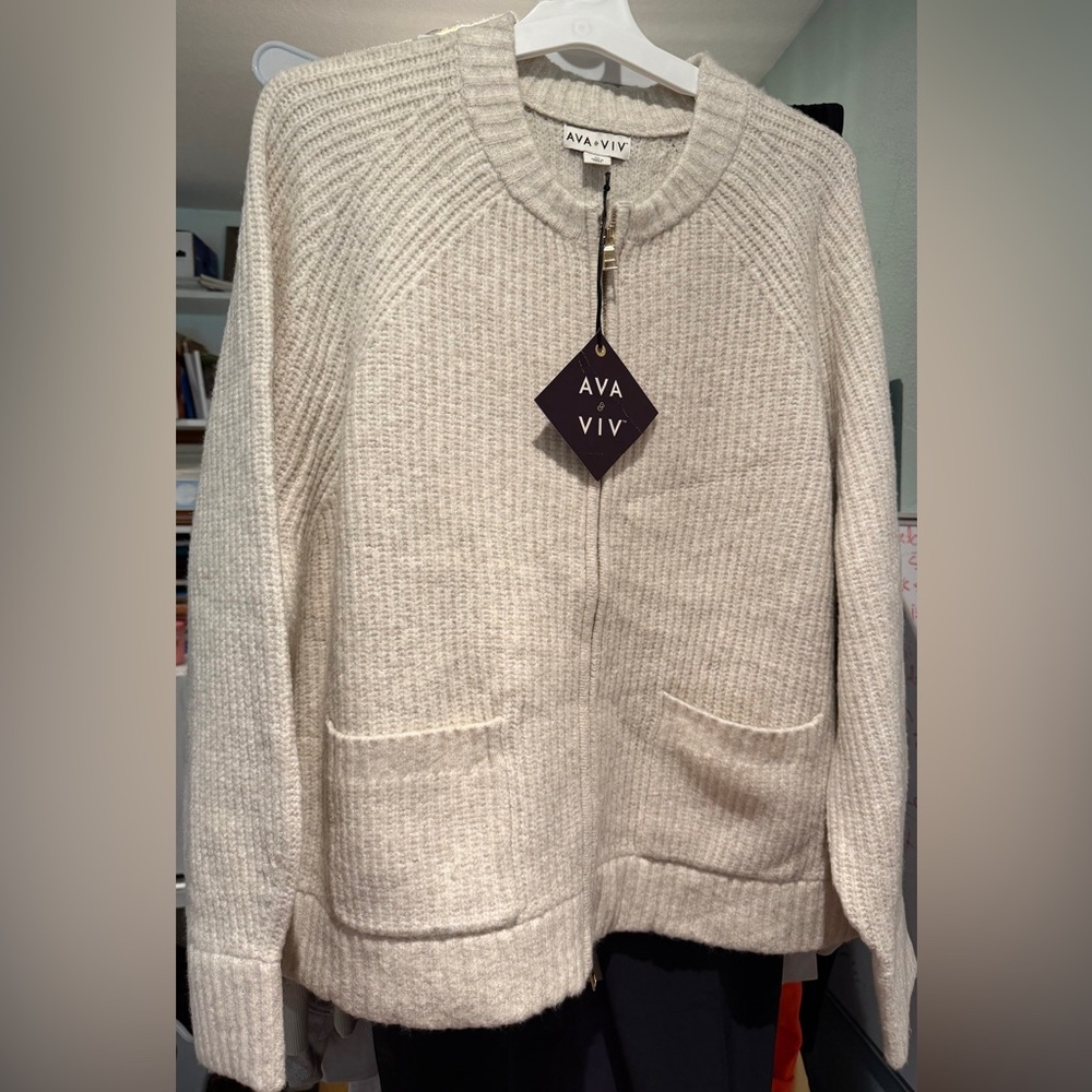 Ava & Viv Women's Cream Cardigan Sweater